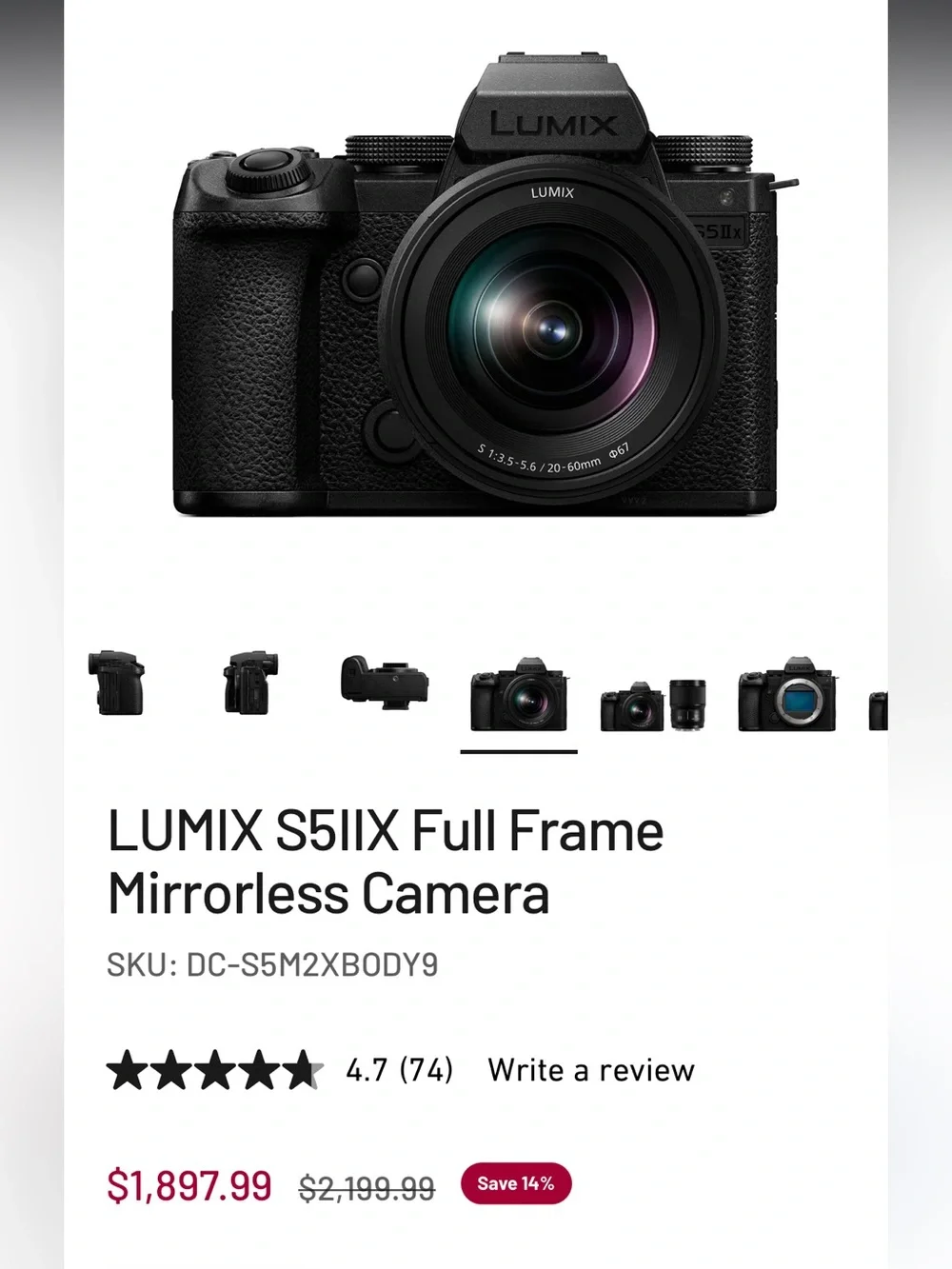 Panasonic LUMIX S5IIX Full-Frame Mirrorless Camera - Black